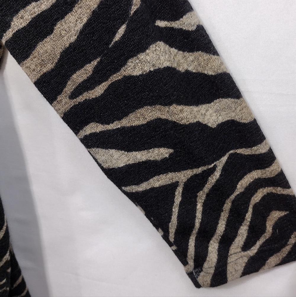 Clara Sun Woo Zebra Print Tunic Women's S Brown Black Boho Retro 90s Y2K - Picture 4 of 10